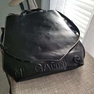 Ganni Black Not Real Leather Messenger Bag Offers welcome!